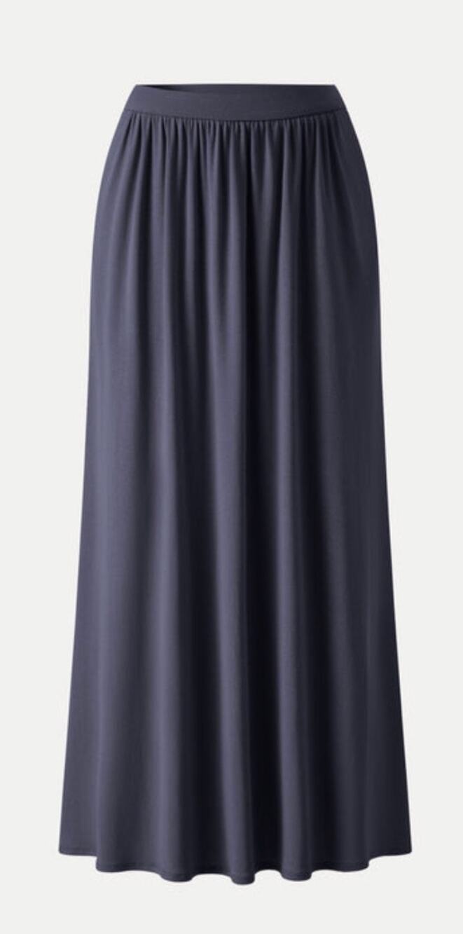 NWT OGL Women’s Large Smoky Navy Midi Skirt A-Line Pull-On Casual Comfort